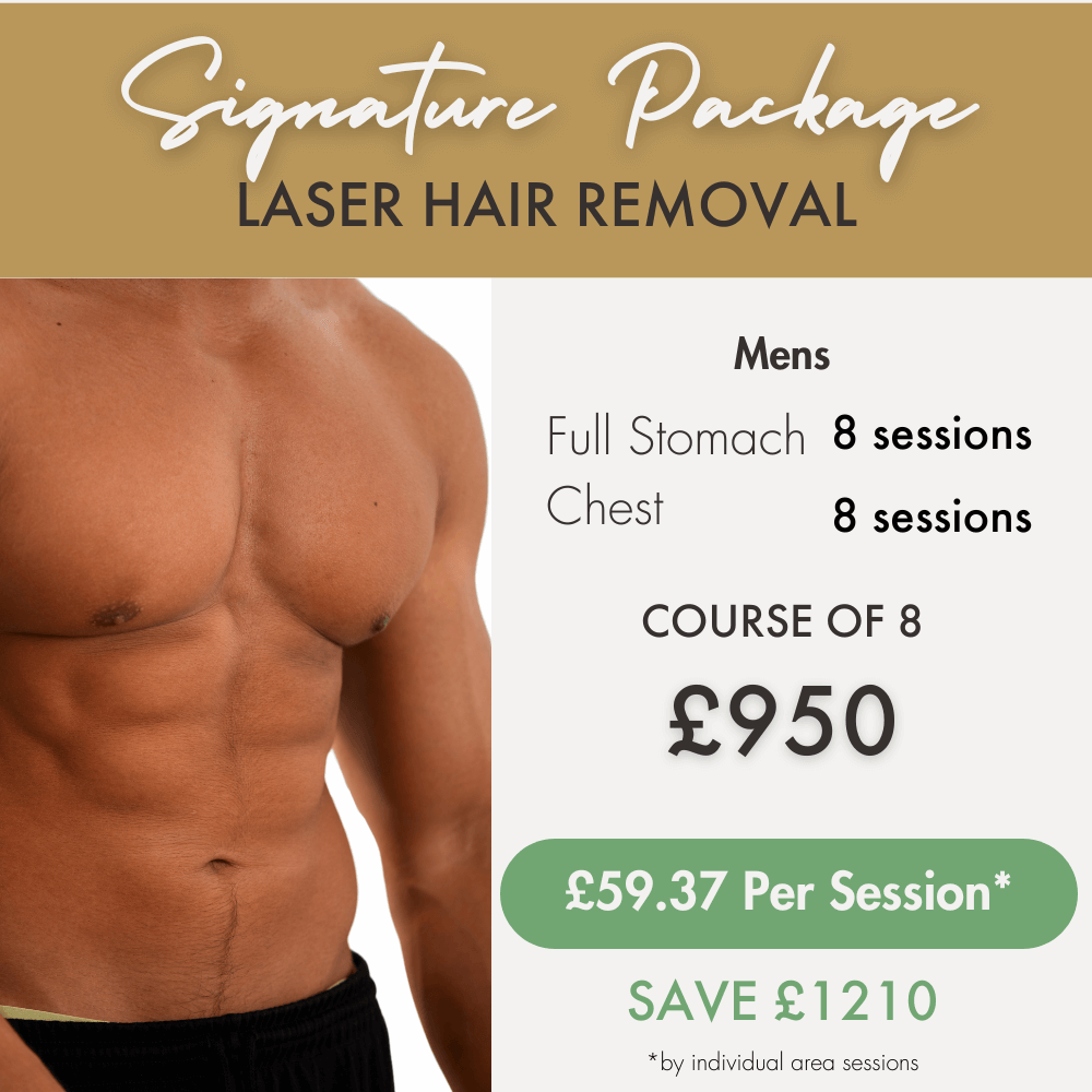 Men’s Signature Laser Hair removal Package – Full stomach and chest